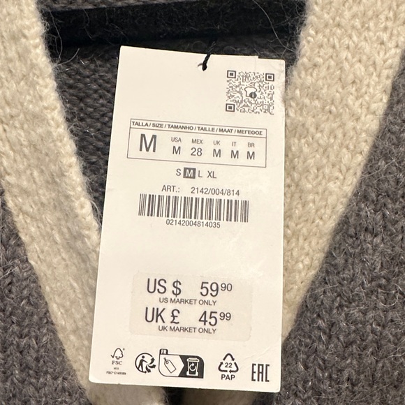 Zara Women's Cardigan in Gray and Cream - Picture 4 of 5